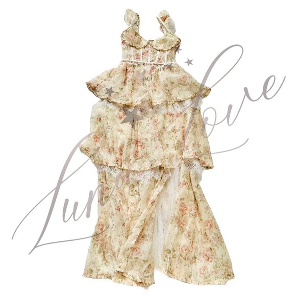 V. CHAPMAN Jolie Corset Ruffle Lace Maxi Gown (size 2) NWT - Picture 4 of 16